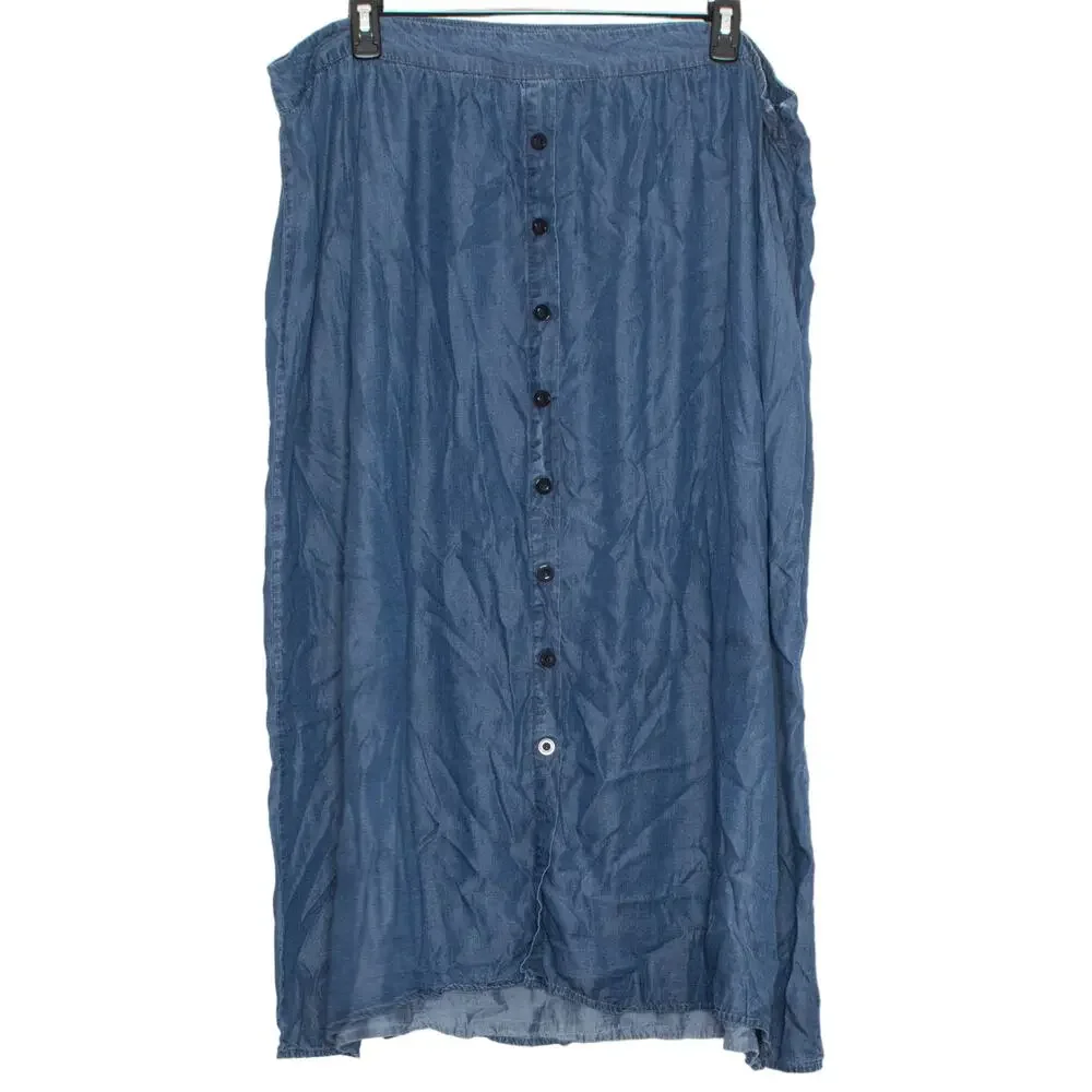 CJ Banks Skirt Maxi Modest Prairie Minimalist Cottage Western Americana Blue 24W